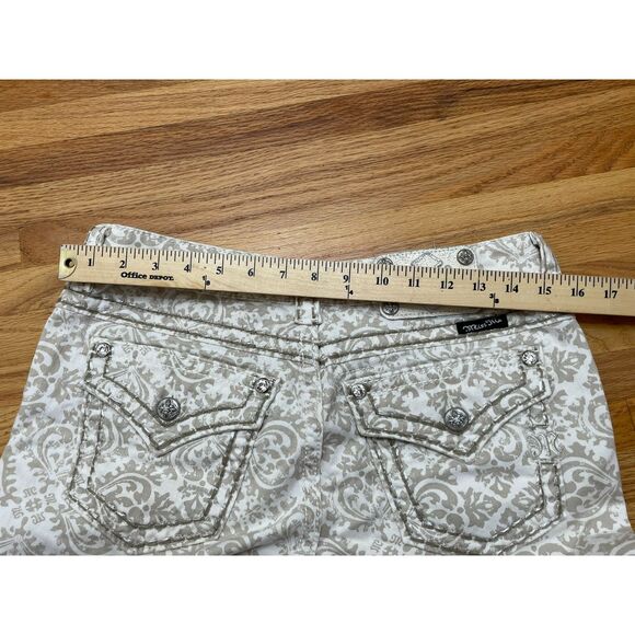 Miss Me Women's 28 White Short Cotton Bermuda Paisley Stretch Streetwear Casual - Picture 10 of 11